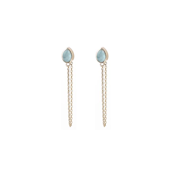 Margaret Elizabeth - Teardrop Chain Studs Aqua Chalcedony