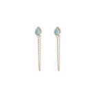 Margaret Elizabeth - Teardrop Chain Studs Aqua Chalcedony