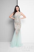 Terani Prom - Crystal Bead Embelished Tulle Godet Prom Dress 1711p2361
