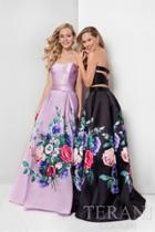 Terani Prom - Two-piece Floral Pleated A-line Gown 1711p2703