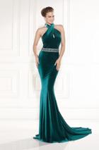 Tarik Ediz - Crystal-encrusted Halter Neck Dress 92463