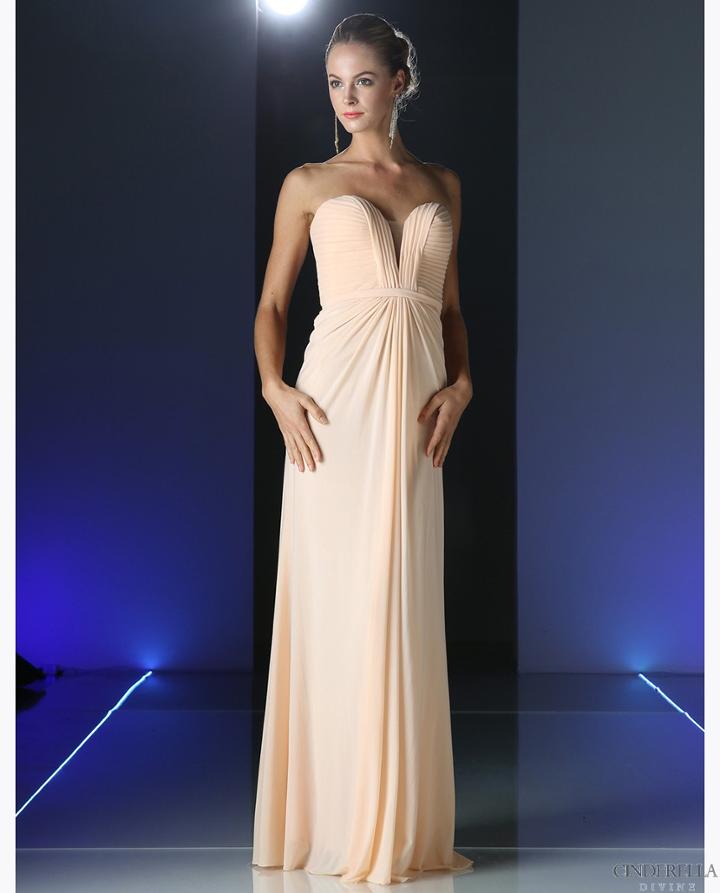 Cinderella Divine - Pleated Plunging Sweetheart Sheath Dress