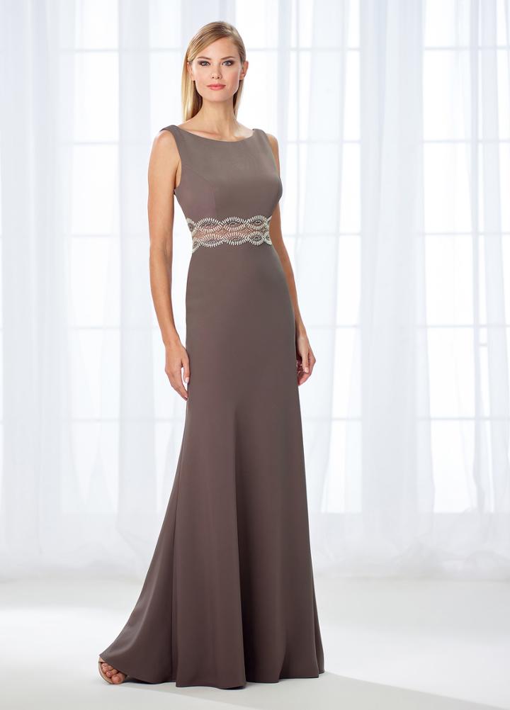Cameron Blake - 118662 Classic Bateau Beaded Low Back Evening Gown