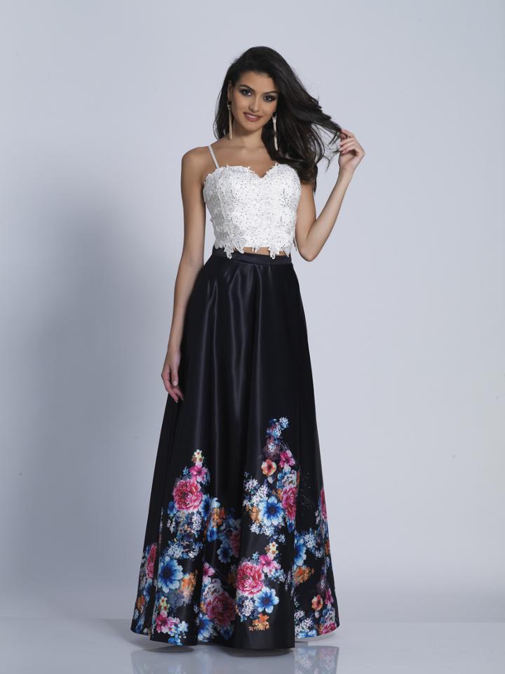 Dave & Johnny - A5627 Two Piece Floral Sweetheart Gown