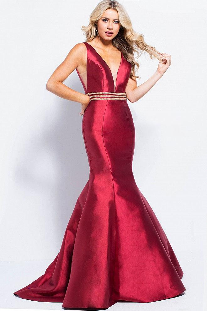Jovani - Jvn59891 Embellished Deep V-neck Mermaid Dress
