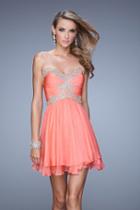 La Femme - 21081 Metallic Lace Tiered Dress