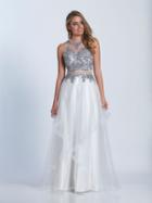 Dave & Johnny - 3537 Sheer Beaded Ruffled Gown