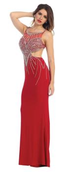May Queen - Fascinating Sequined Illusion Neck Dress Rq7334