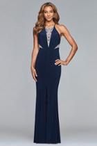 Faviana - S10069 Lavish Halter Beaded Evening Gown