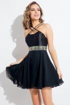 Rachel Allan Short - 4406 Halter Crisscross Chiffon Cocktail Dress