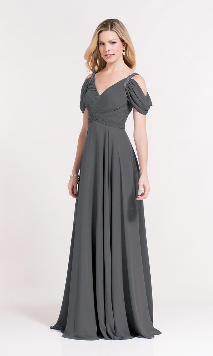 Alyce Paris - 27188 Gathered Sleeves Ruched Chiffon Evening Dress