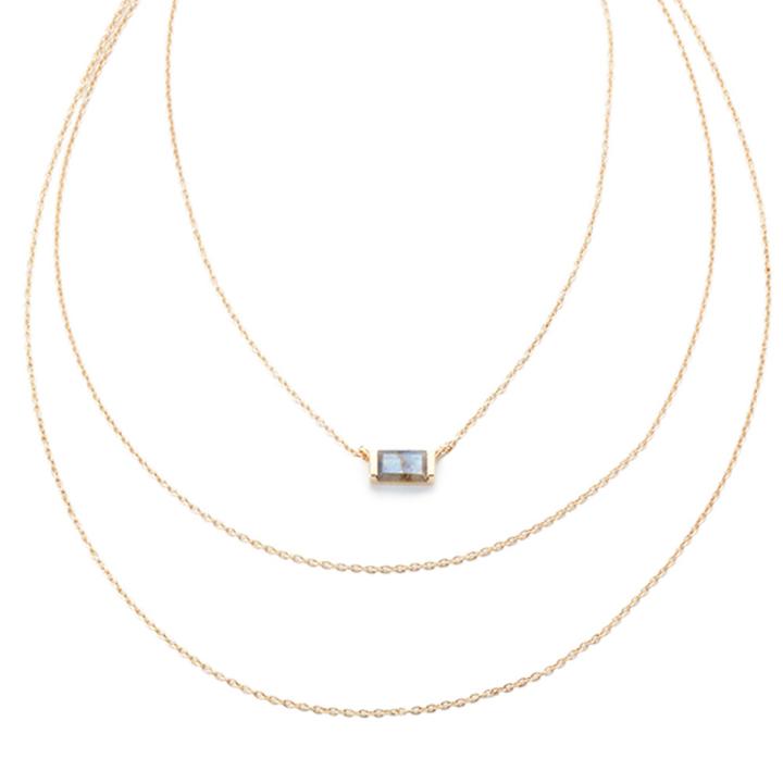 Margaret Elizabeth - 3 Strand Channel Set Necklace Labradorite