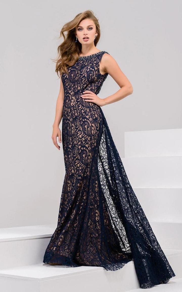Jovani - 36096 Bedazzled Bateau Neck Sheath Dress