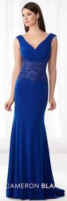 Cameron Blake - 218607 Ruched Trumpet Evening Dress With Removable Sleeves