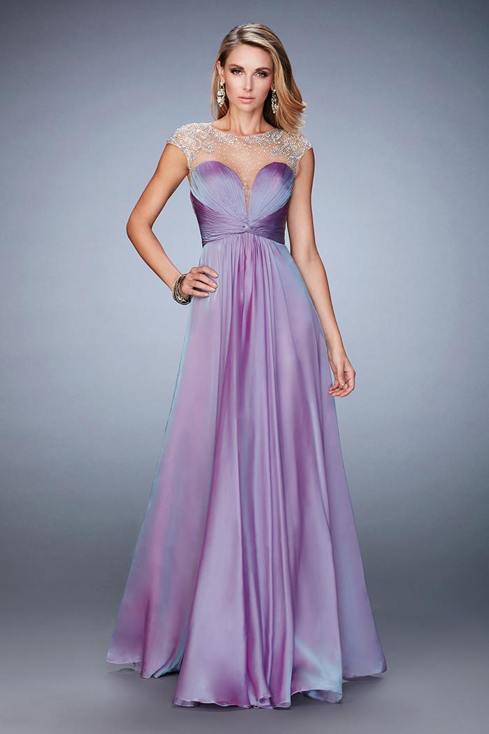 La Femme - 22338 Embellished Ruched Chiffon Keyhole Gown