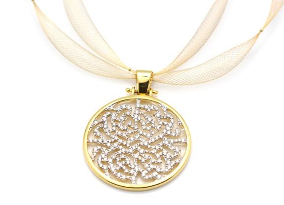 Tresor Collection - Signature Logo Diamond Pendant In 18k Yellow Gold