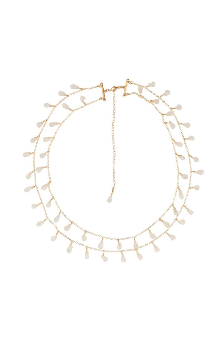 Heather Gardner - Bridal Dangling Moonstone Drops Double Chain Necklace