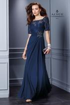 Alyce Paris - Lace Embellished A-line Dress In Navy 29755
