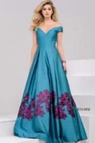 Jovani - Off Shoulder Long Dress With Floral Print 39544
