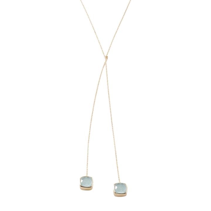 Margaret Elizabeth - Cushion Cut Lariat Aqua Chalcedony