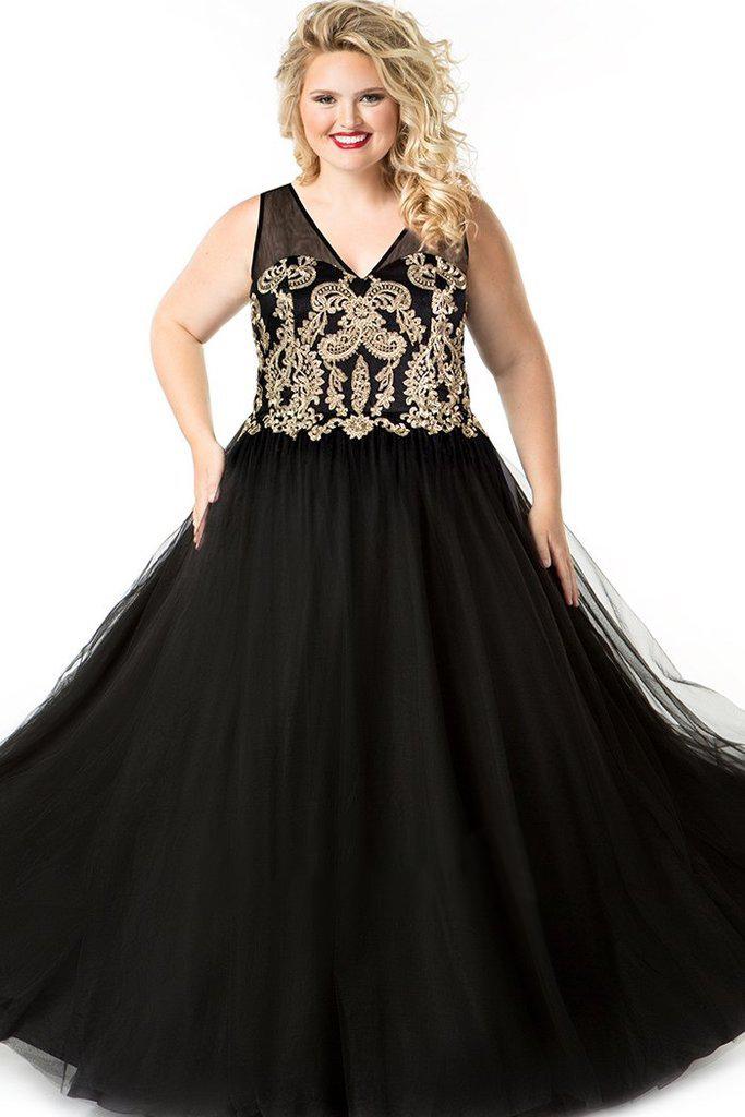 Celebrations By Sydney's Closet - Ce1816 Illusion V-neck A-line Dress