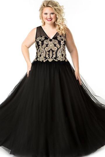 Celebrations By Sydney's Closet - Ce1816 Illusion V-neck A-line Dress