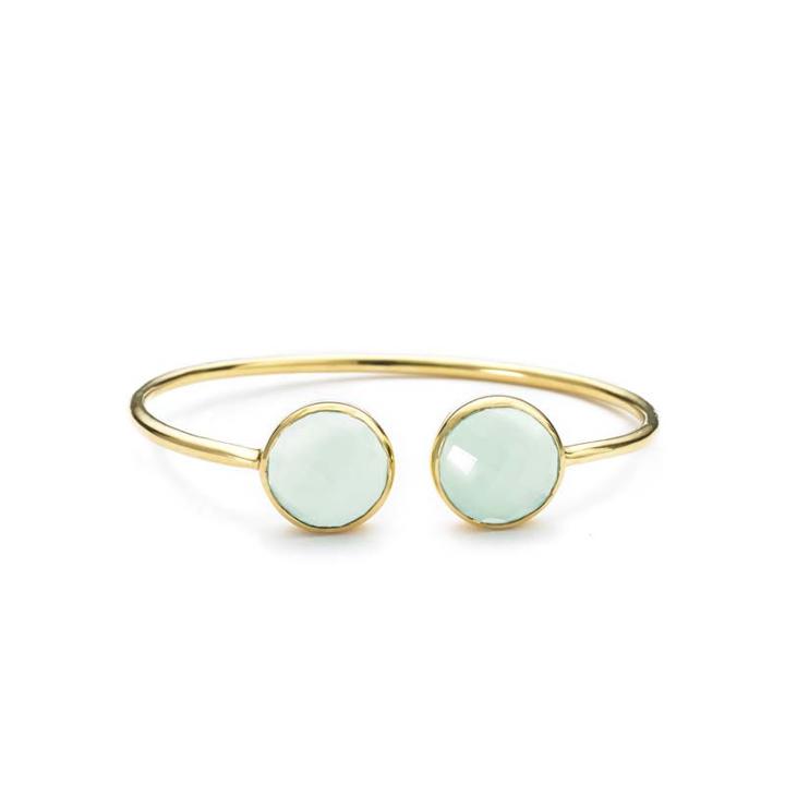 Margaret Elizabeth - Faceted 2 Stone Bangle Aqua Chalcedony