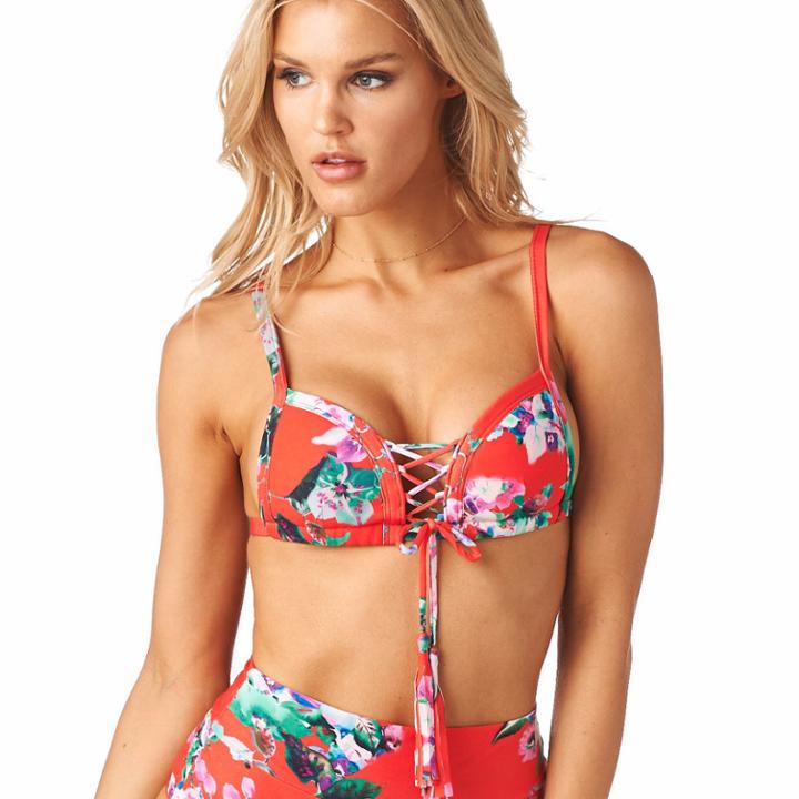 Montce Swim - Red Floral Prima Tassels Top