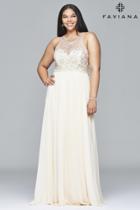 Faviana - 9374 Chiffon Plus Size Prom Dress With Beaded Bust And Keyhole Back