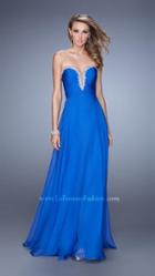 La Femme - Plunging Sweetheart Chiffon Dress In Electric Blue 21499