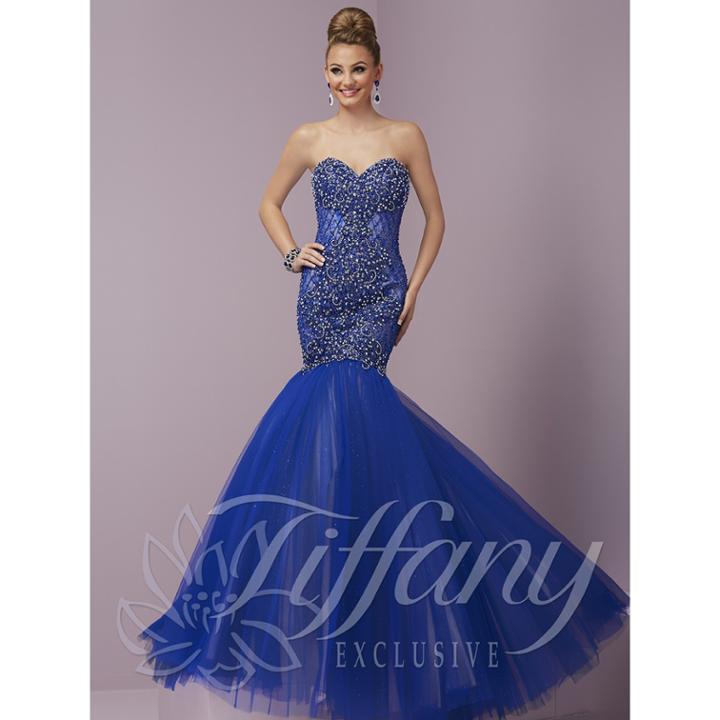 Tiffany Designs - Sparkling Tulle Sweetheart Mermaid Evening Gown 46098