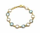 Tresor Collection - Sky Blue Topaz Round & Crystal Round Bracelet In 18k Yg