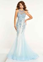 Panoply - 14876 Crystal Beaded Halter Mermaid Gown