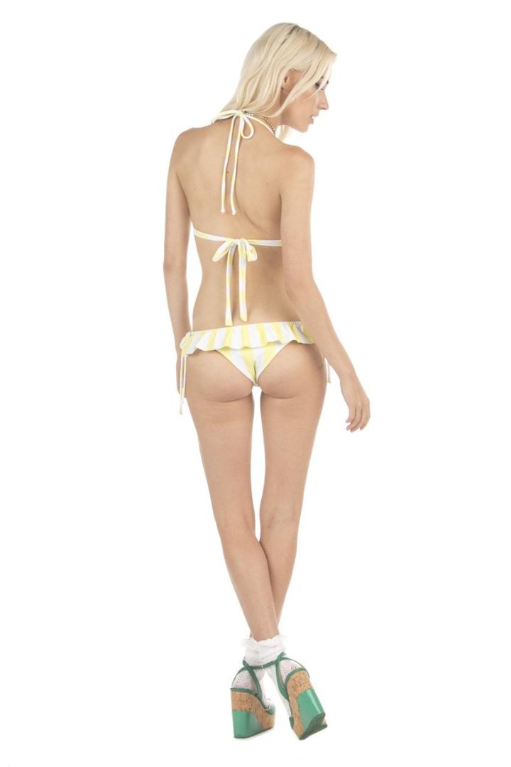 Lolli Swimwear - Flirt Bottom In Mellow Yellow Stripes