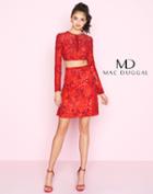 Mac Duggal - 4748n Two Piece Sequined Long Sleeve A-line Dress