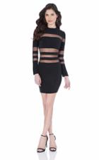 Terani Couture - Dazzling Illusion Striped Long Sleeve Cocktail Dress 1622h1113