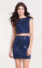 Alyce Paris - 4465 Two Piece Sequined Cap Sleeves Short Dress