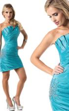 Milano Formals - E1347 Strapless Pleated Starburst Short Dress