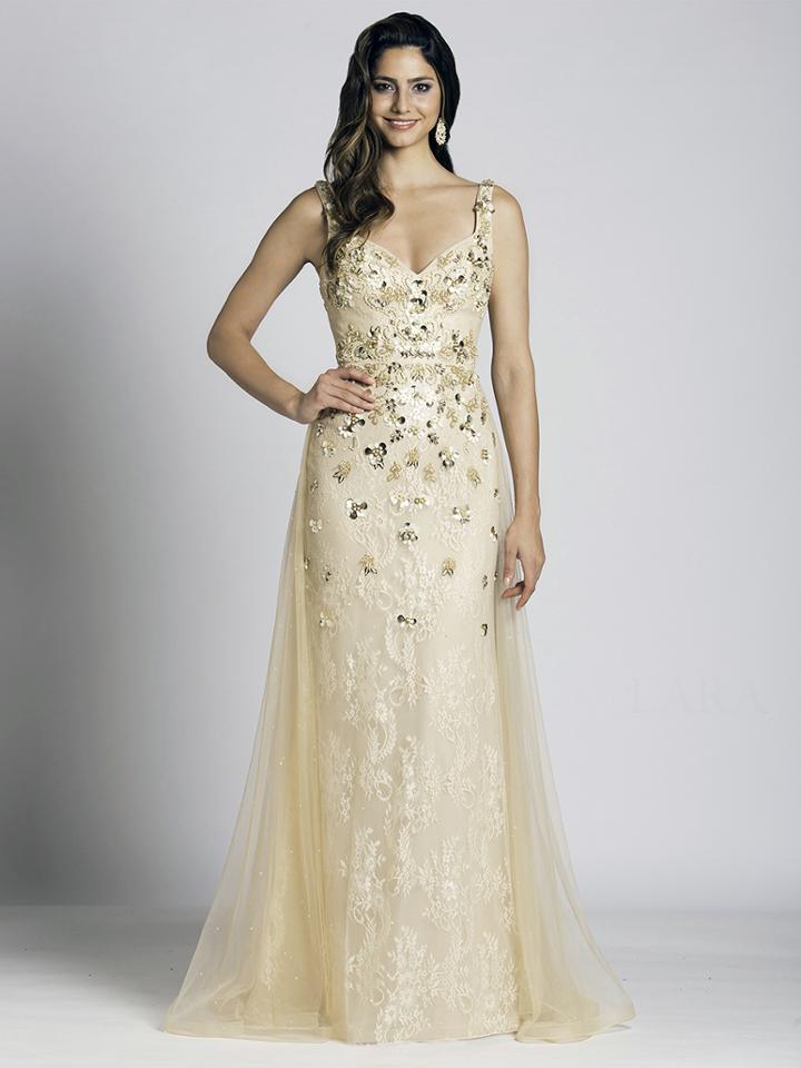 Lara Dresses - 33528 Embellished V-neck A-line Dress