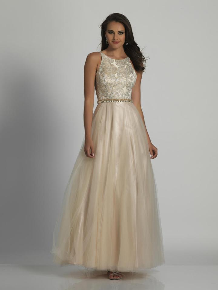 Dave & Johnny - A5899 Sleeveless Floral Print Tulle Evening Gown