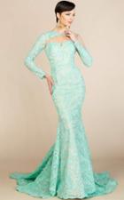 Mnm Couture - Long Sleeve Lace Mermaid Dress M0012