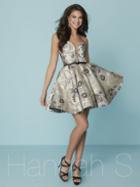 Hannah S - 27168 Printed Strapless Deep Sweetheart A-line Dress