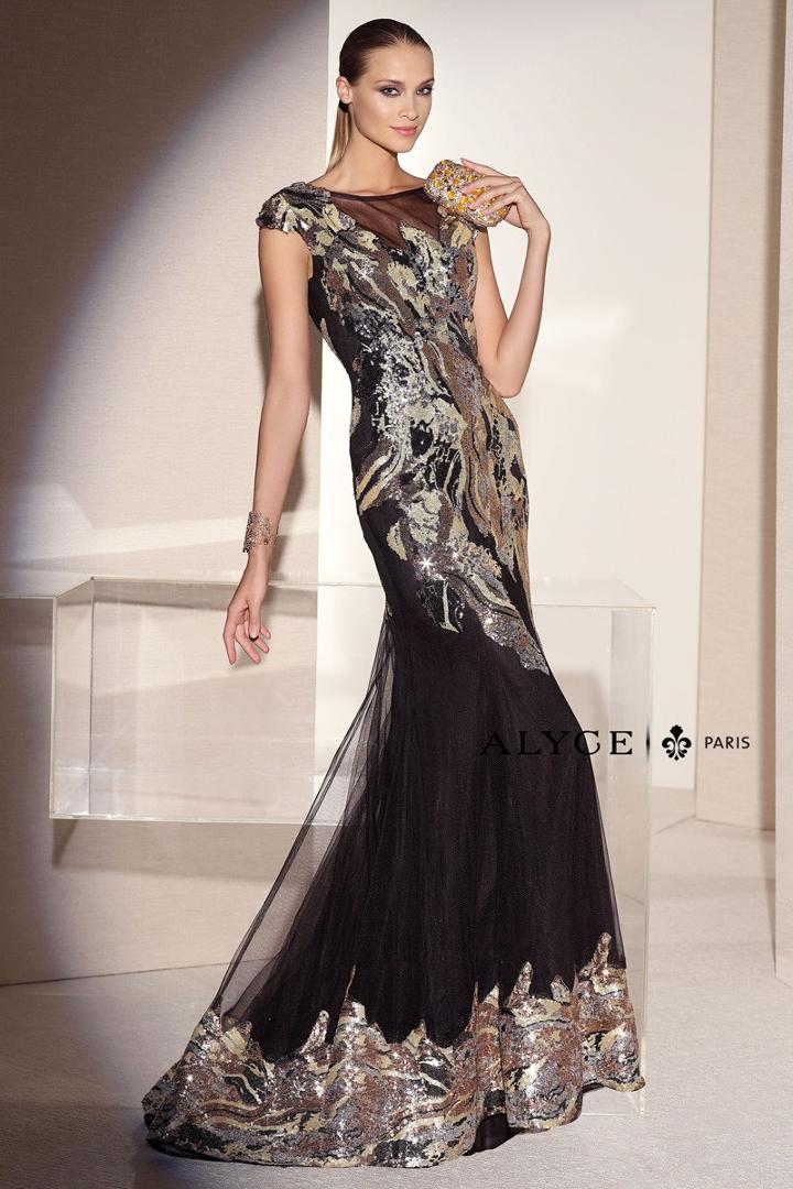 Alyce Paris Black Label - 5673 Dress In Black Gold