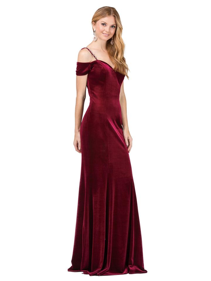 Dancing Queen - Fitted Off Shoulder Strap Evening Dress