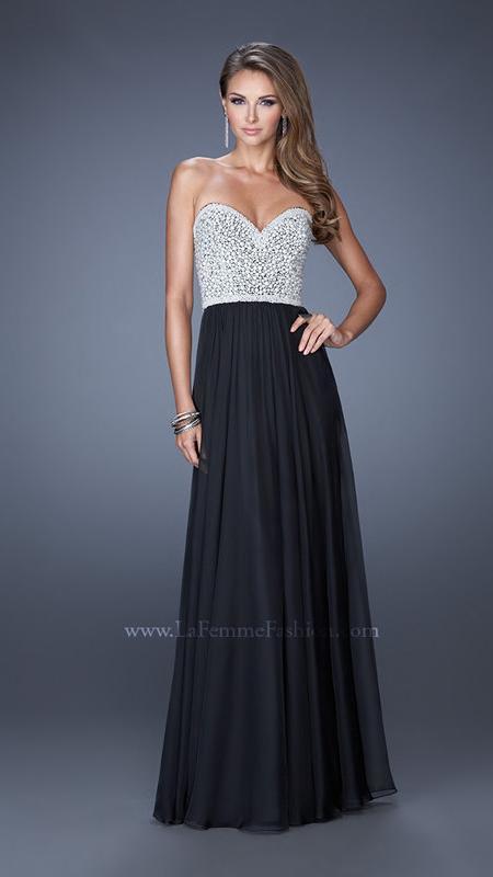 La Femme - Embellished Sweetheart Dress In Black 20211