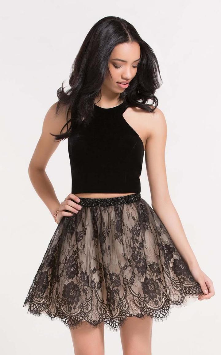 Alyce Paris - 2646 Velvet And Lace Two Piece Cocktail Dress