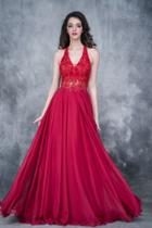 Nina Canacci - 2160 Floral Haltered A-line Evening Gown