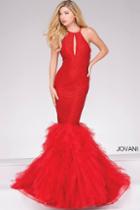 Jovani - Trumpet Embellished High Neck Prom Dress 37473