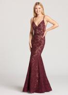 Ellie Wilde - Ew118140 Lace Fitted V-neck Evening Dress