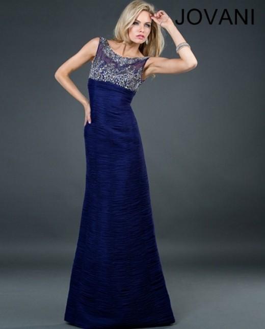 Jovani - Sophisticated Bateau Neckline Dress In Ruched Bodice 72666